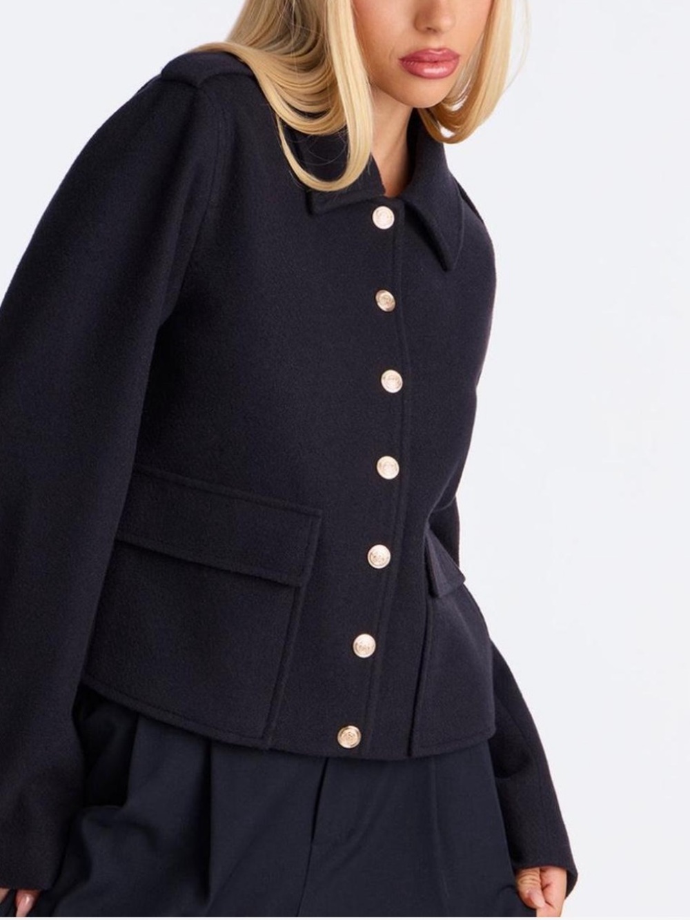 Classic Black Button-Front Women's Jacket